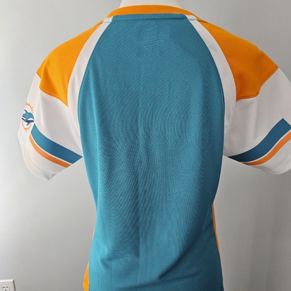 women's MAJESTIC fan fashion MIAMI DOLPHINS gameday SHIRT polyester RHINESTONES - Picture 7 of 8